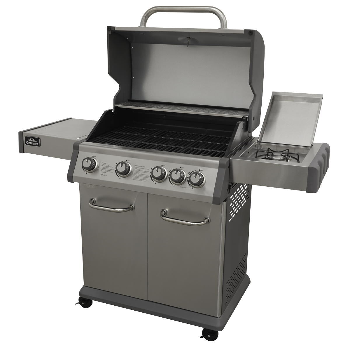 Dellonda DG17 Dellonda 4+1 Burner Deluxe Gas BBQ Grill with Piezo Ignition & Thermometer - Stainless Steel