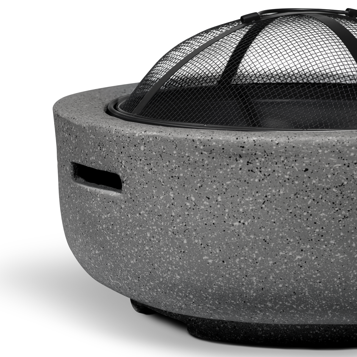 Dellonda DG189 Dellonda Round MgO Fire Pit with BBQ Grill & Safety Mesh Screen 60cm - Dark Grey