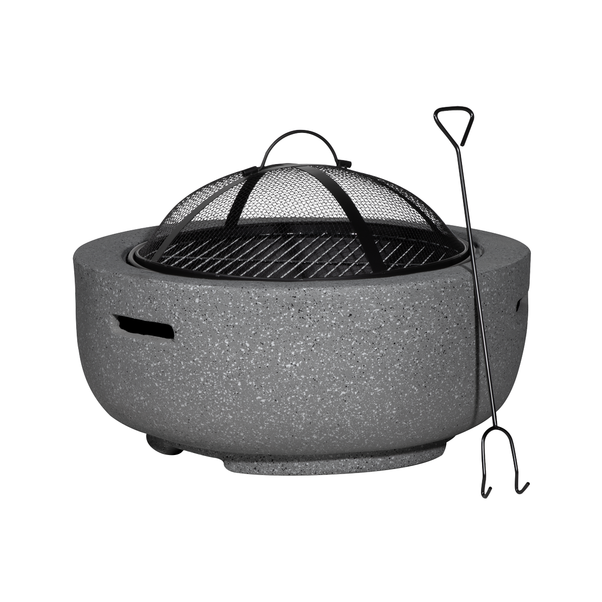 Dellonda DG189 Dellonda Round MgO Fire Pit with BBQ Grill & Safety Mesh Screen 60cm - Dark Grey