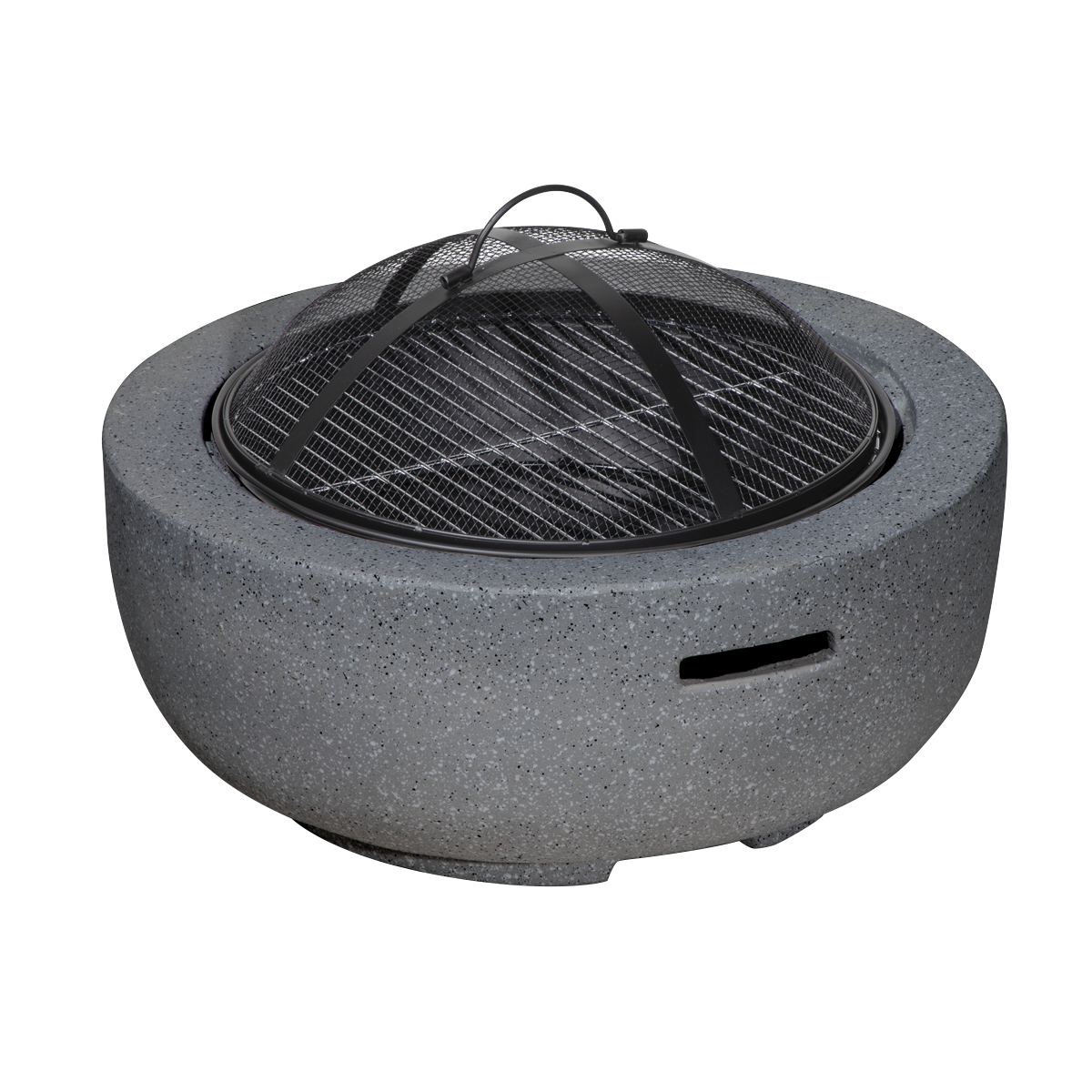 Dellonda DG189 Dellonda Round MgO Fire Pit with BBQ Grill & Safety Mesh Screen 60cm - Dark Grey