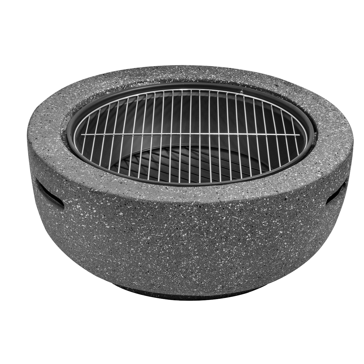 Dellonda DG189 Dellonda Round MgO Fire Pit with BBQ Grill & Safety Mesh Screen 60cm - Dark Grey