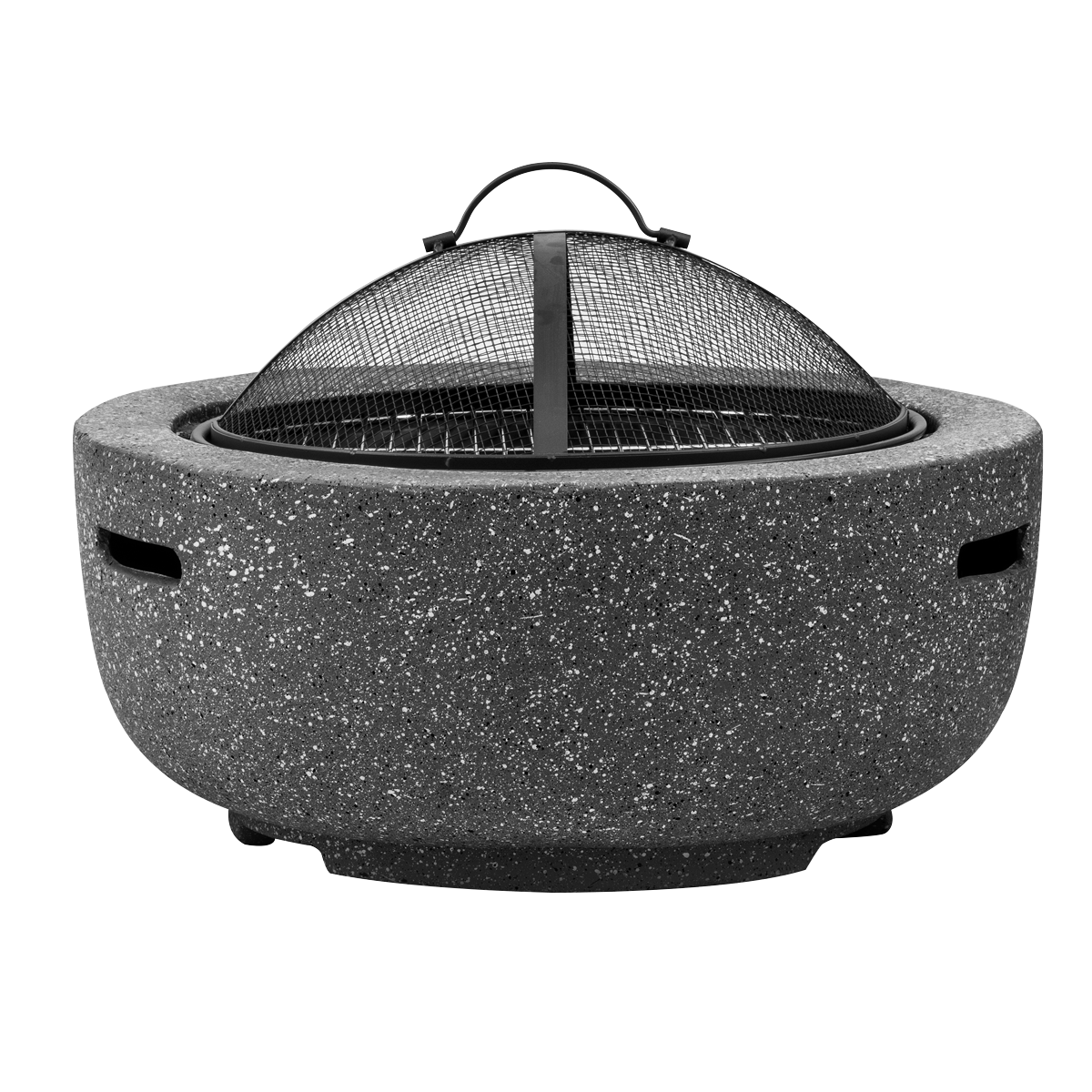 Dellonda DG189 Dellonda Round MgO Fire Pit with BBQ Grill & Safety Mesh Screen 60cm - Dark Grey