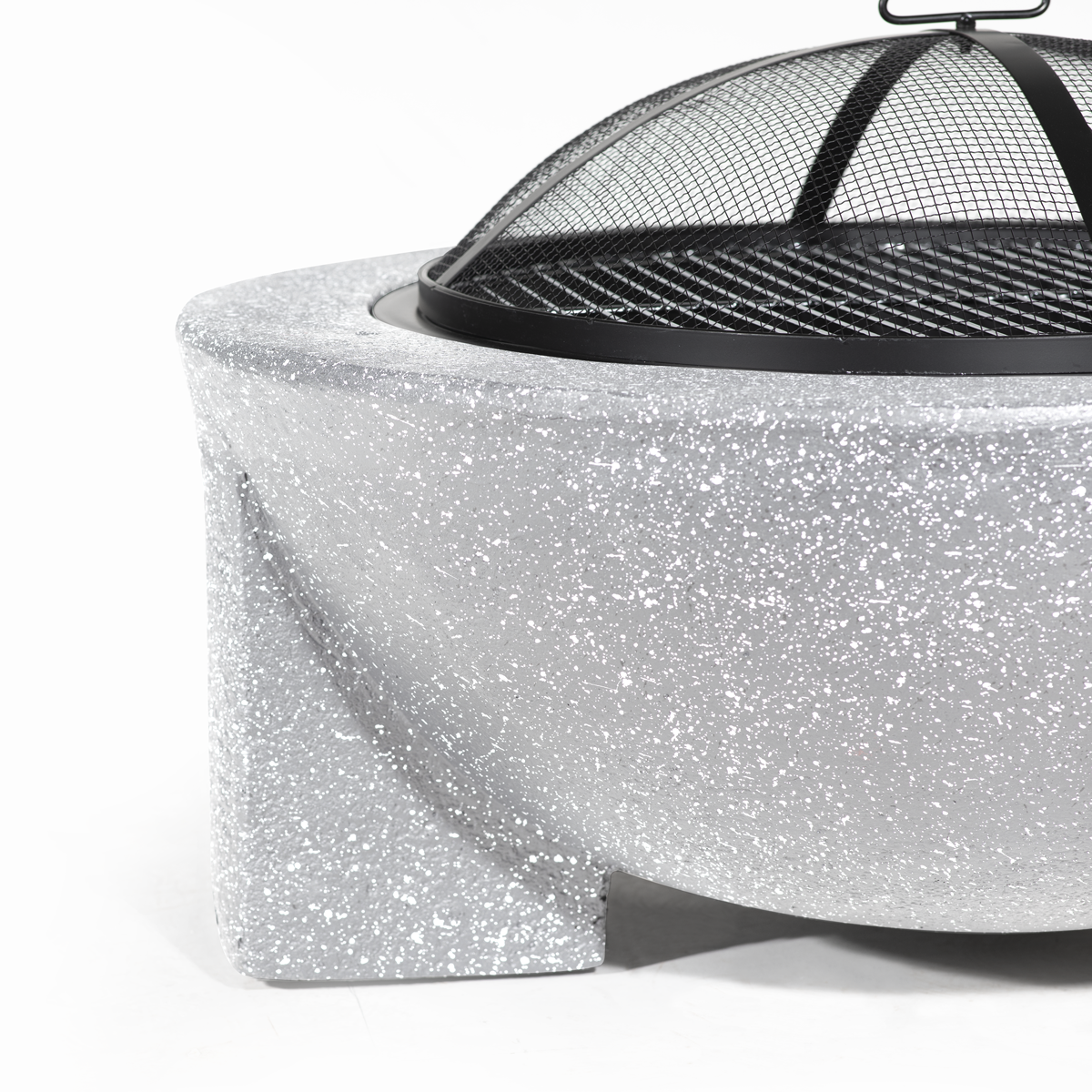 Dellonda DG190 Dellonda Round MgO Fire Pit with BBQ Grill & Safety Mesh Screen 75cm - Light Grey