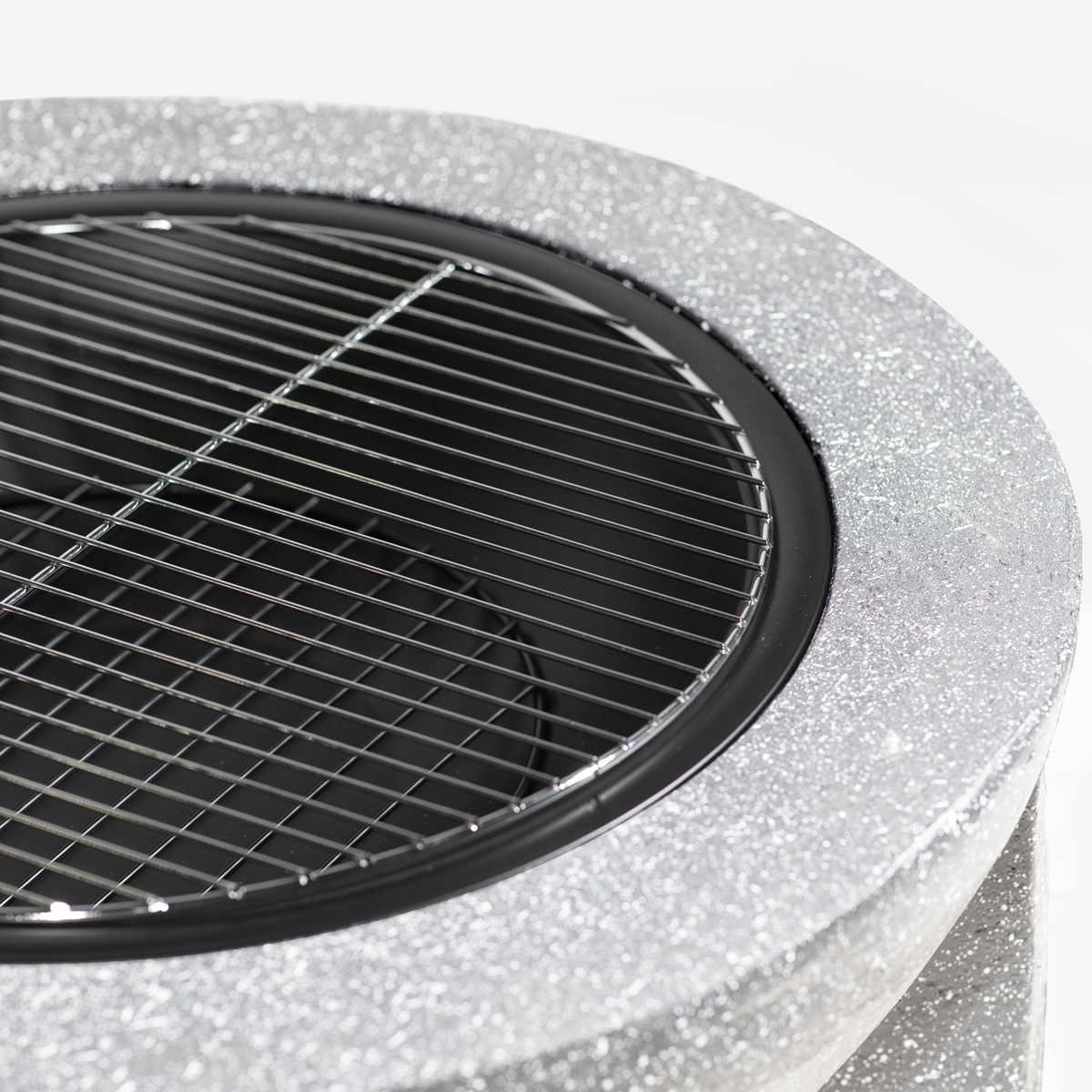 Dellonda DG190 Dellonda Round MgO Fire Pit with BBQ Grill & Safety Mesh Screen 75cm - Light Grey