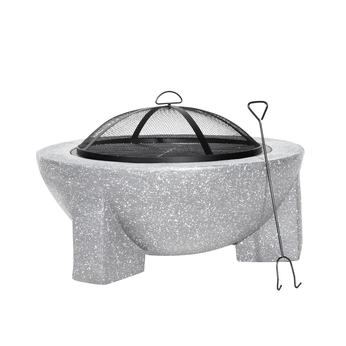 Dellonda DG190 Dellonda Round MgO Fire Pit with BBQ Grill & Safety Mesh Screen 75cm - Light Grey