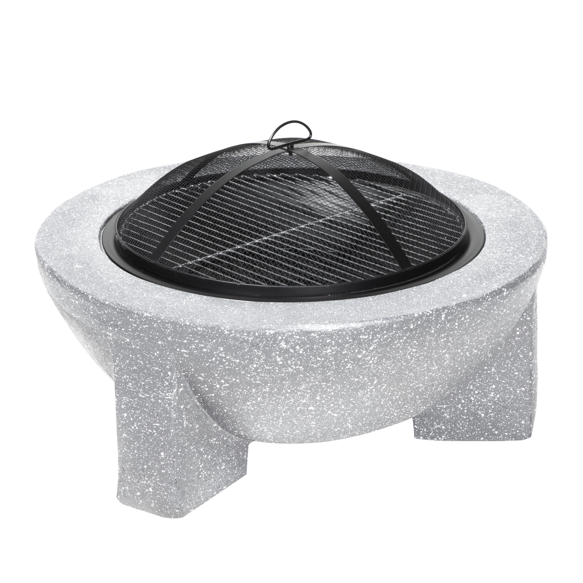 Dellonda DG190 Dellonda Round MgO Fire Pit with BBQ Grill & Safety Mesh Screen 75cm - Light Grey