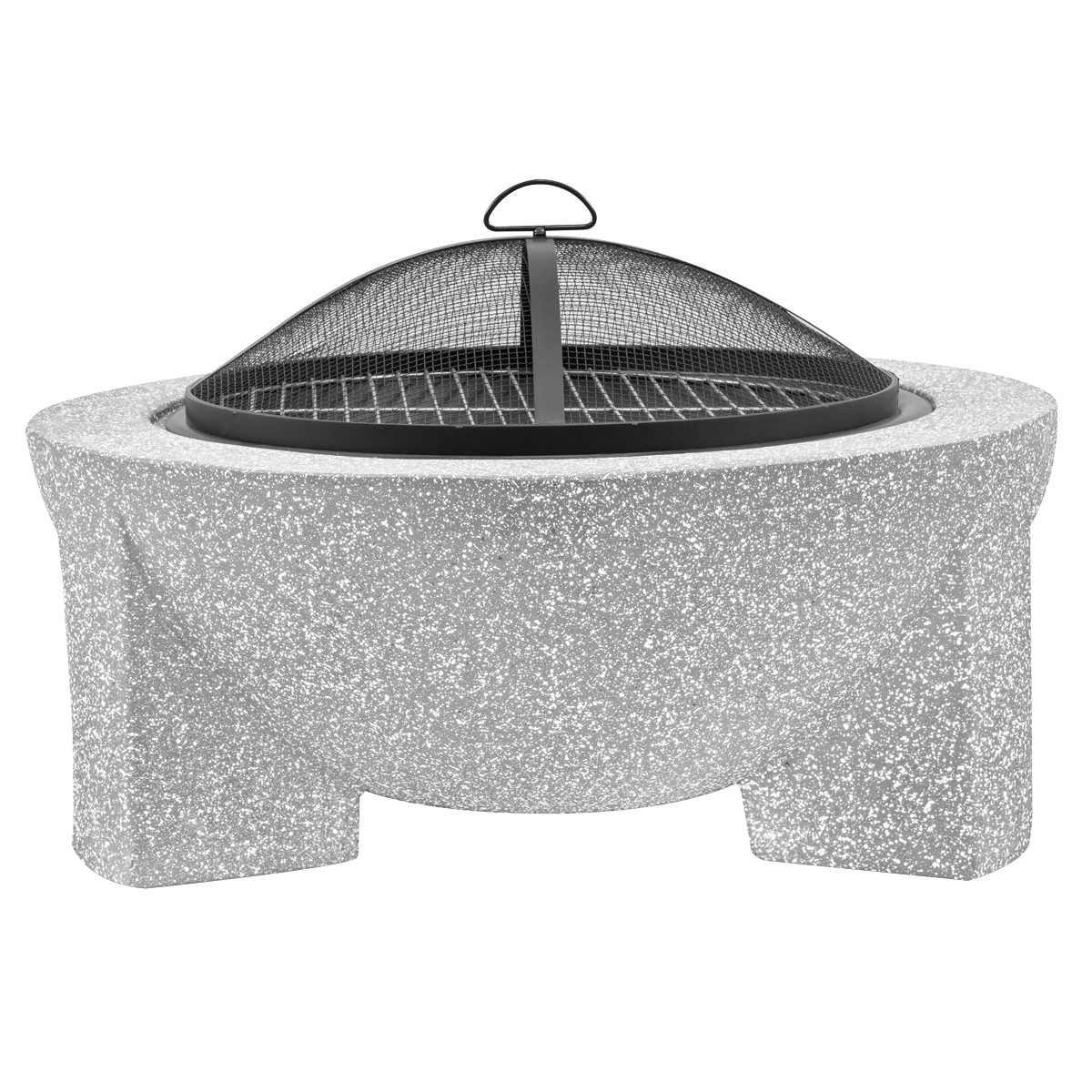 Dellonda DG190 Dellonda Round MgO Fire Pit with BBQ Grill & Safety Mesh Screen 75cm - Light Grey