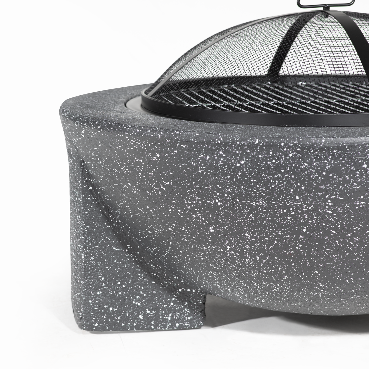 Dellonda DG191 Dellonda Round MgO Fire Pit with BBQ Grill & Safety Mesh Screen 75cm - Dark Grey