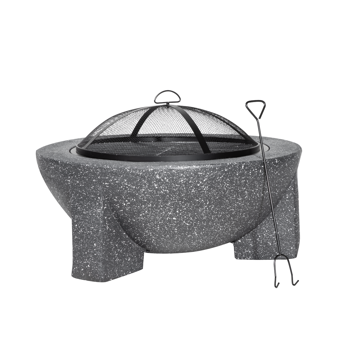Dellonda DG191 Dellonda Round MgO Fire Pit with BBQ Grill & Safety Mesh Screen 75cm - Dark Grey