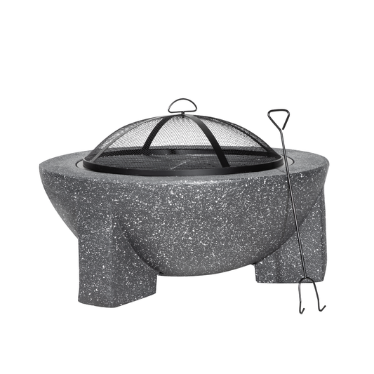 Dellonda DG191 Dellonda Round MgO Fire Pit with BBQ Grill & Safety Mesh Screen 75cm - Dark Grey