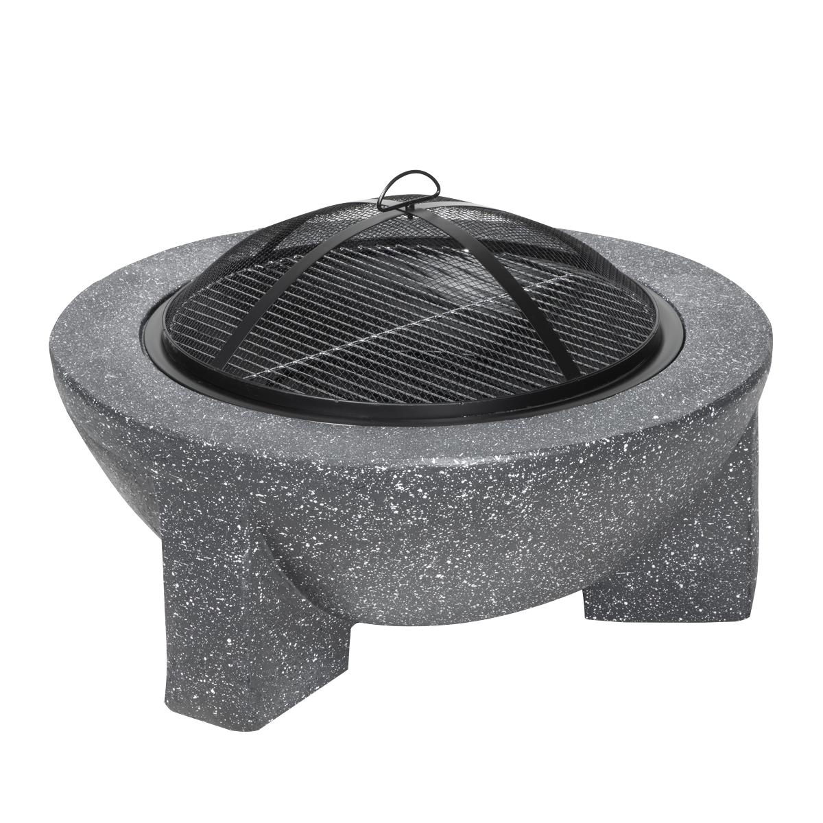 Dellonda DG191 Dellonda Round MgO Fire Pit with BBQ Grill & Safety Mesh Screen 75cm - Dark Grey
