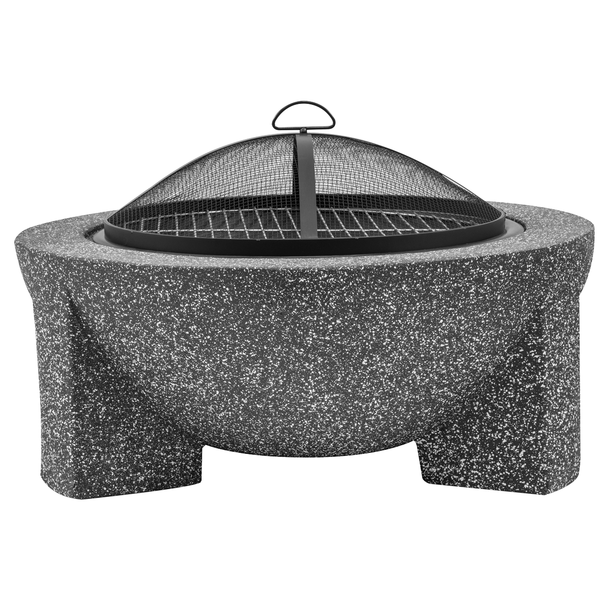Dellonda DG191 Dellonda Round MgO Fire Pit with BBQ Grill & Safety Mesh Screen 75cm - Dark Grey