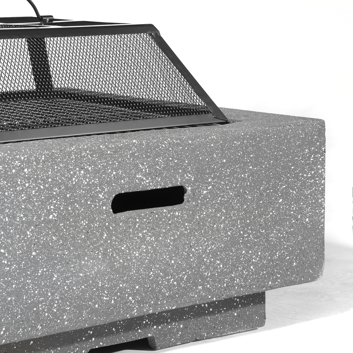 Dellonda DG193 Dellonda Square MgO Fire Pit with BBQ Grill, Safety Mesh Screen - Dark Grey
