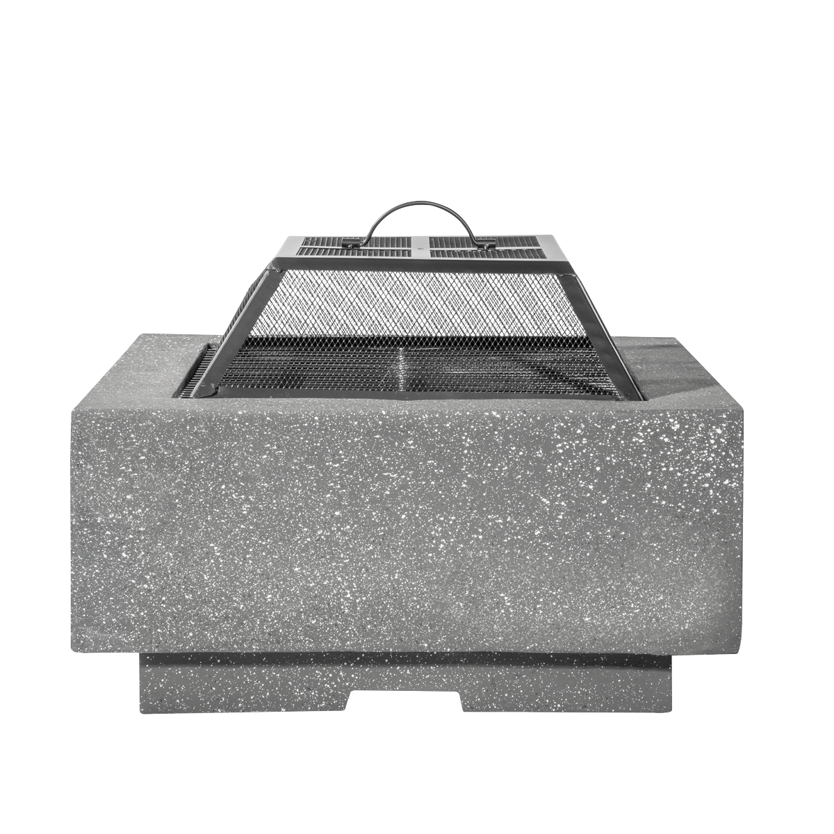 Dellonda DG193 Dellonda Square MgO Fire Pit with BBQ Grill, Safety Mesh Screen - Dark Grey