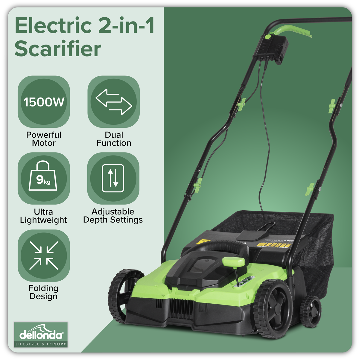 Dellonda DG216 Dellonda 2-in-1 Electric Scarifier & Rake 1500W/230V