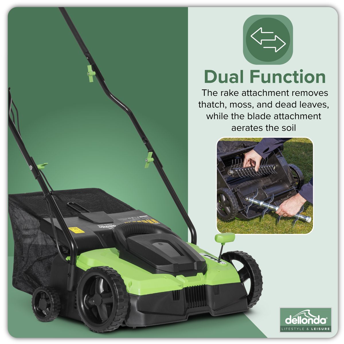 Dellonda DG216 Dellonda 2-in-1 Electric Scarifier & Rake 1500W/230V