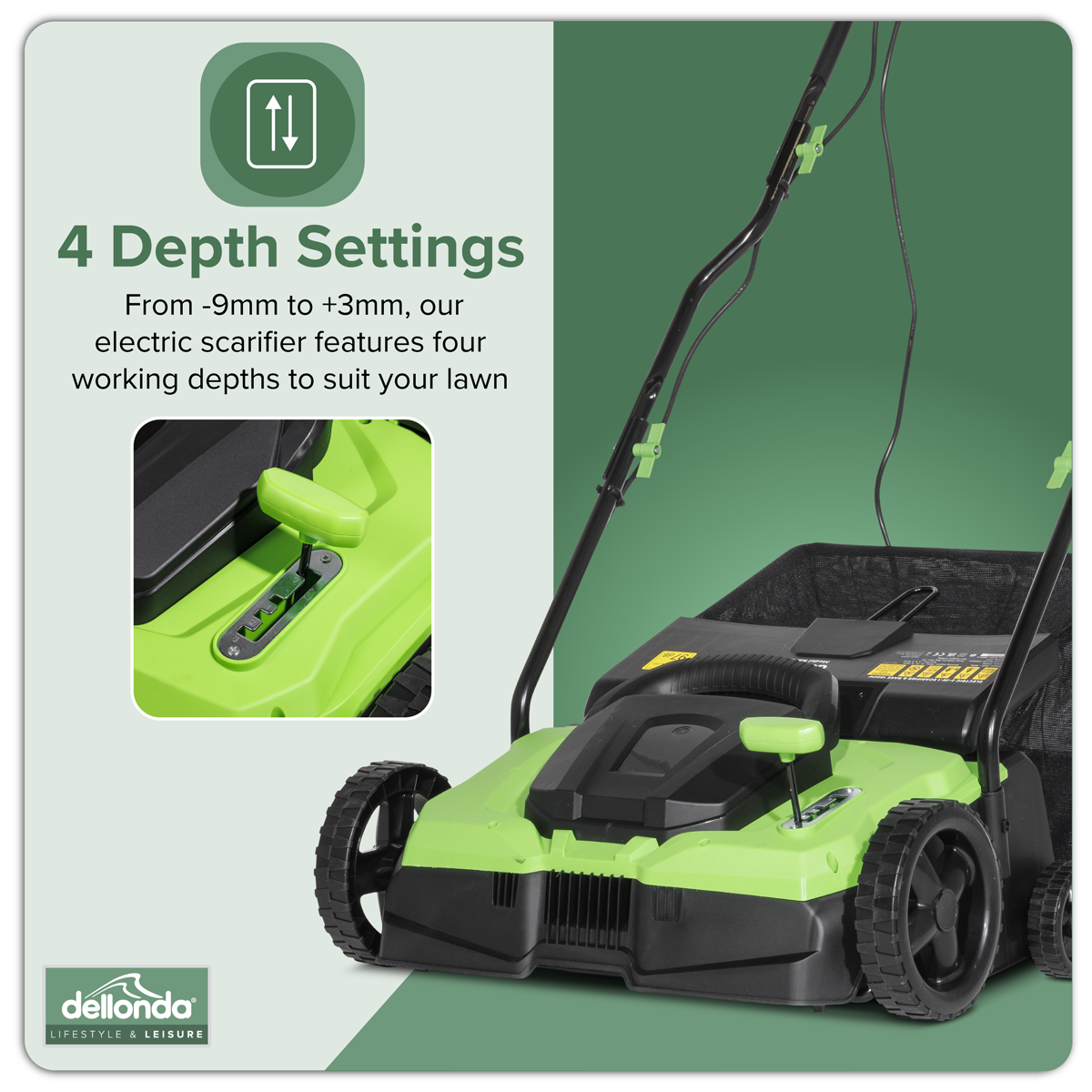 Dellonda DG216 Dellonda 2-in-1 Electric Scarifier & Rake 1500W/230V