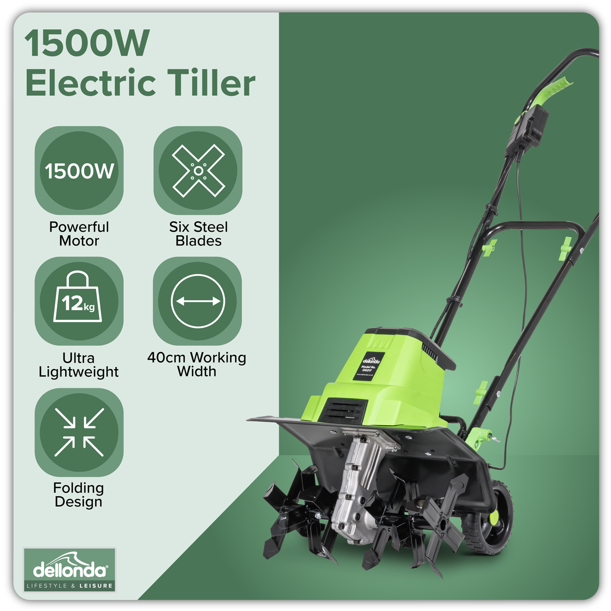 Dellonda DG217 Dellonda Electric Tiller/Cultivator 1500W
