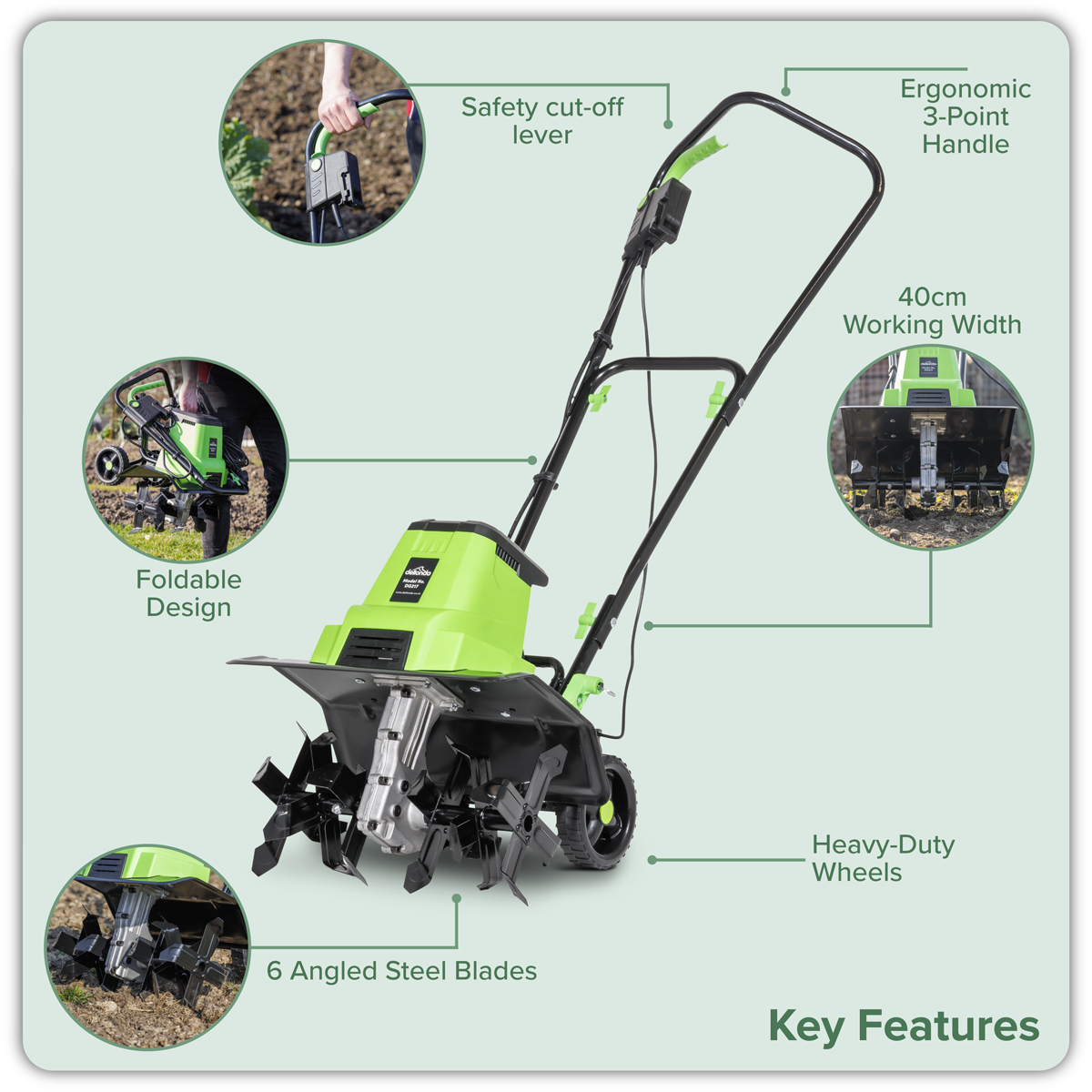Dellonda DG217 Dellonda Electric Tiller/Cultivator 1500W