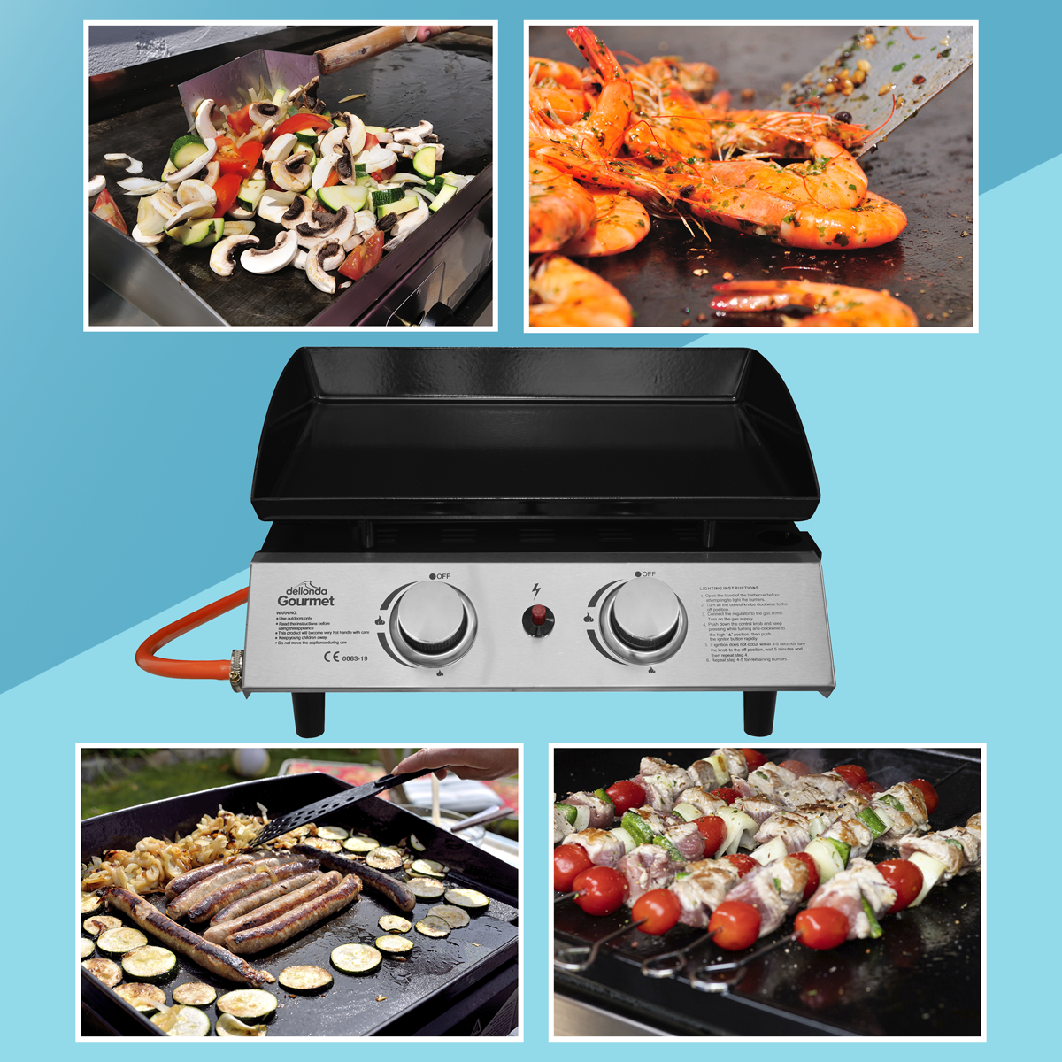 Dellonda DG21 Dellonda 2 Burner Portable Gas Plancha