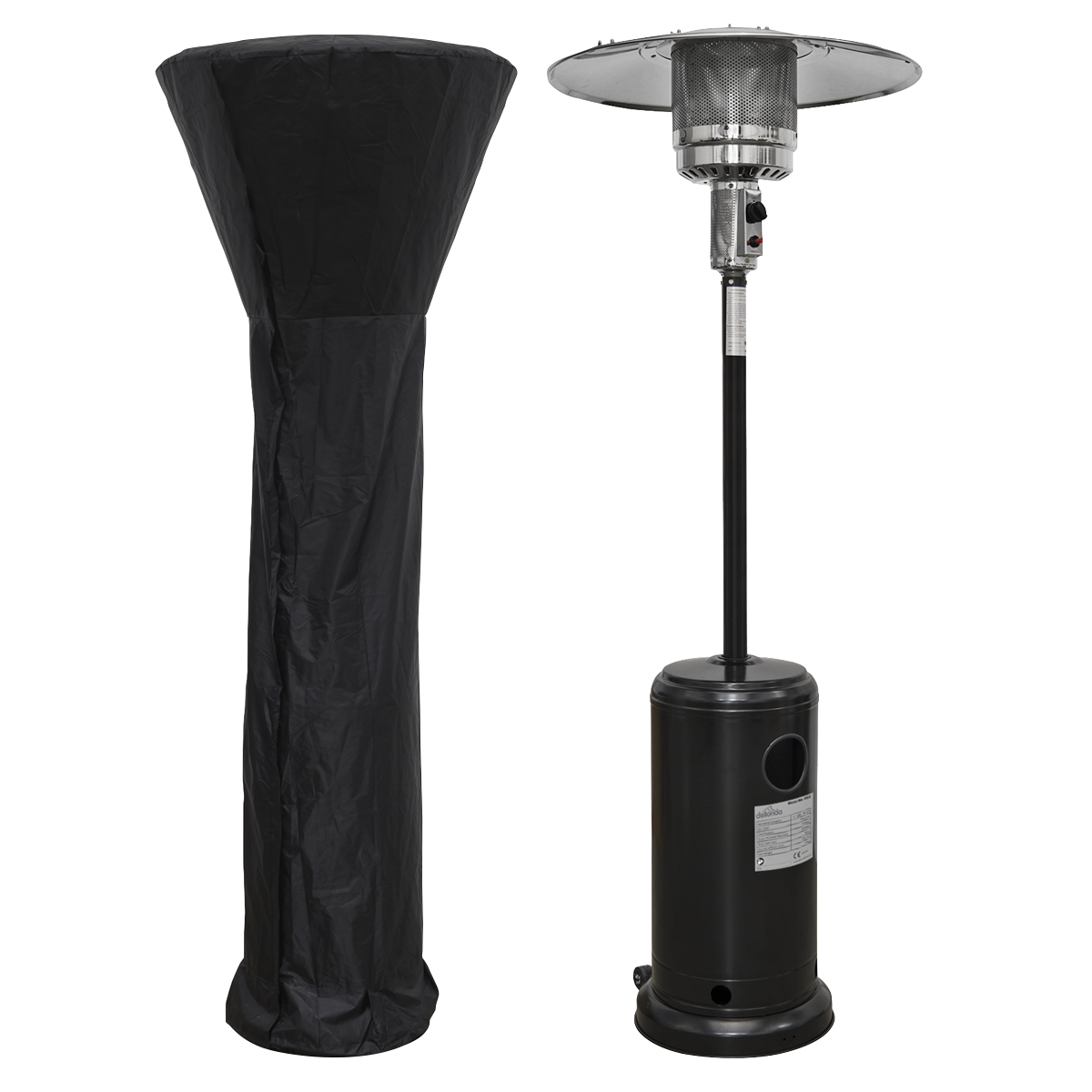 Dellonda DG220 Dellonda Freestanding Gas Patio Heater 13kW with wheels for Commercial & Domestic Use, Supplied with Cover, Black