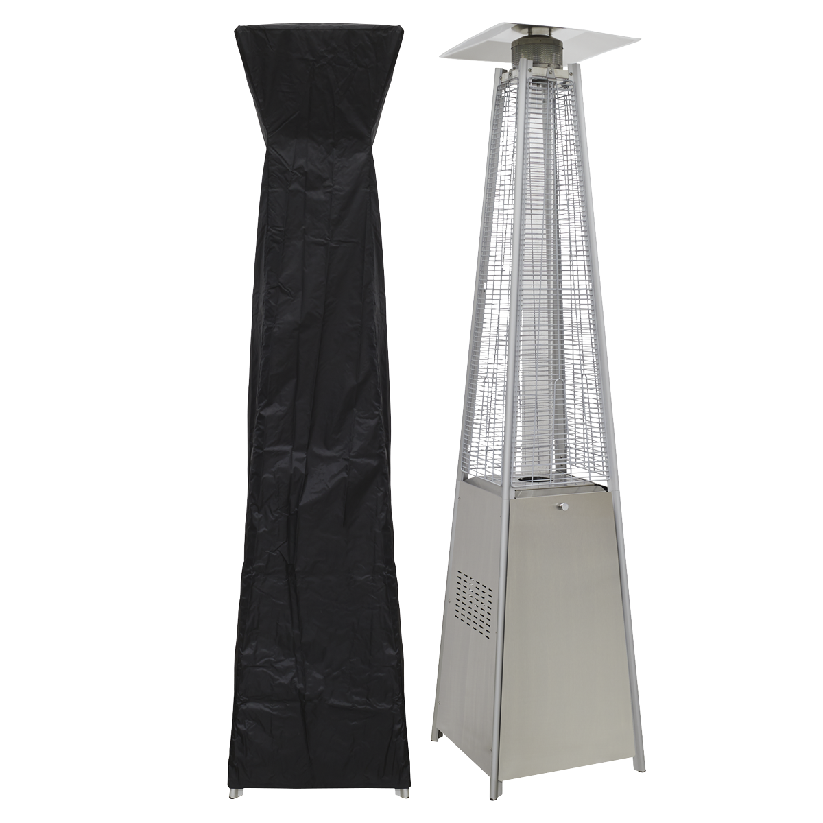 Dellonda DG225 Dellonda Pyramid Gas Patio Heater 13kW for Commercial & Domestic Use, Stainless Steel, Supplied with Cover