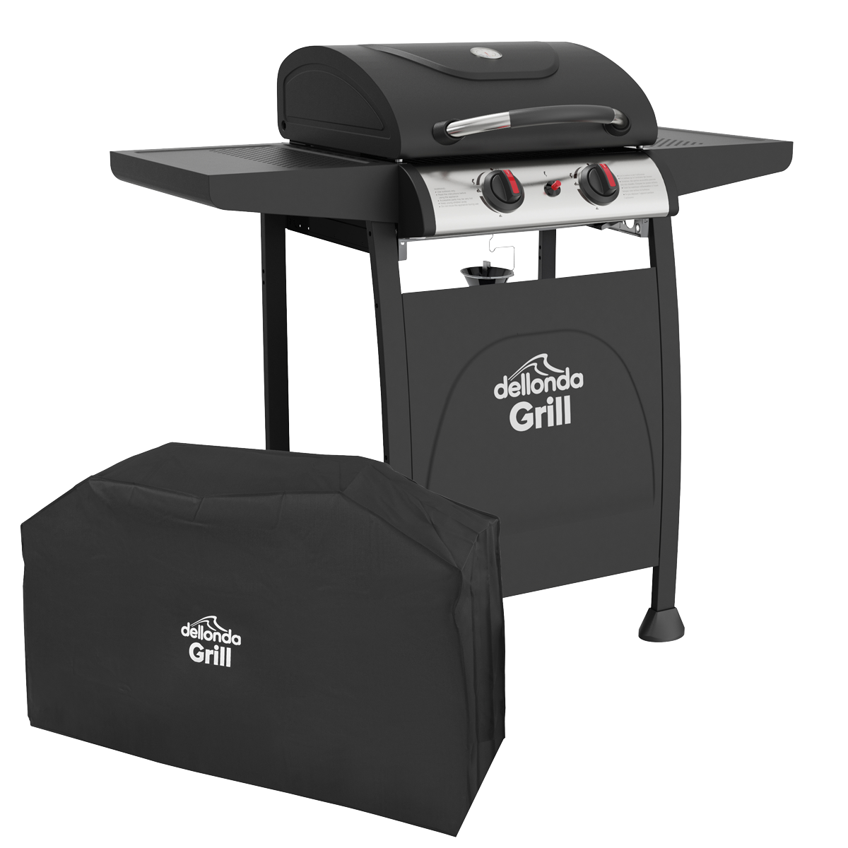 Dellonda DG227 Dellonda 2 Burner Gas BBQ Grill with Piezo Ignition, Thermometer & Cover