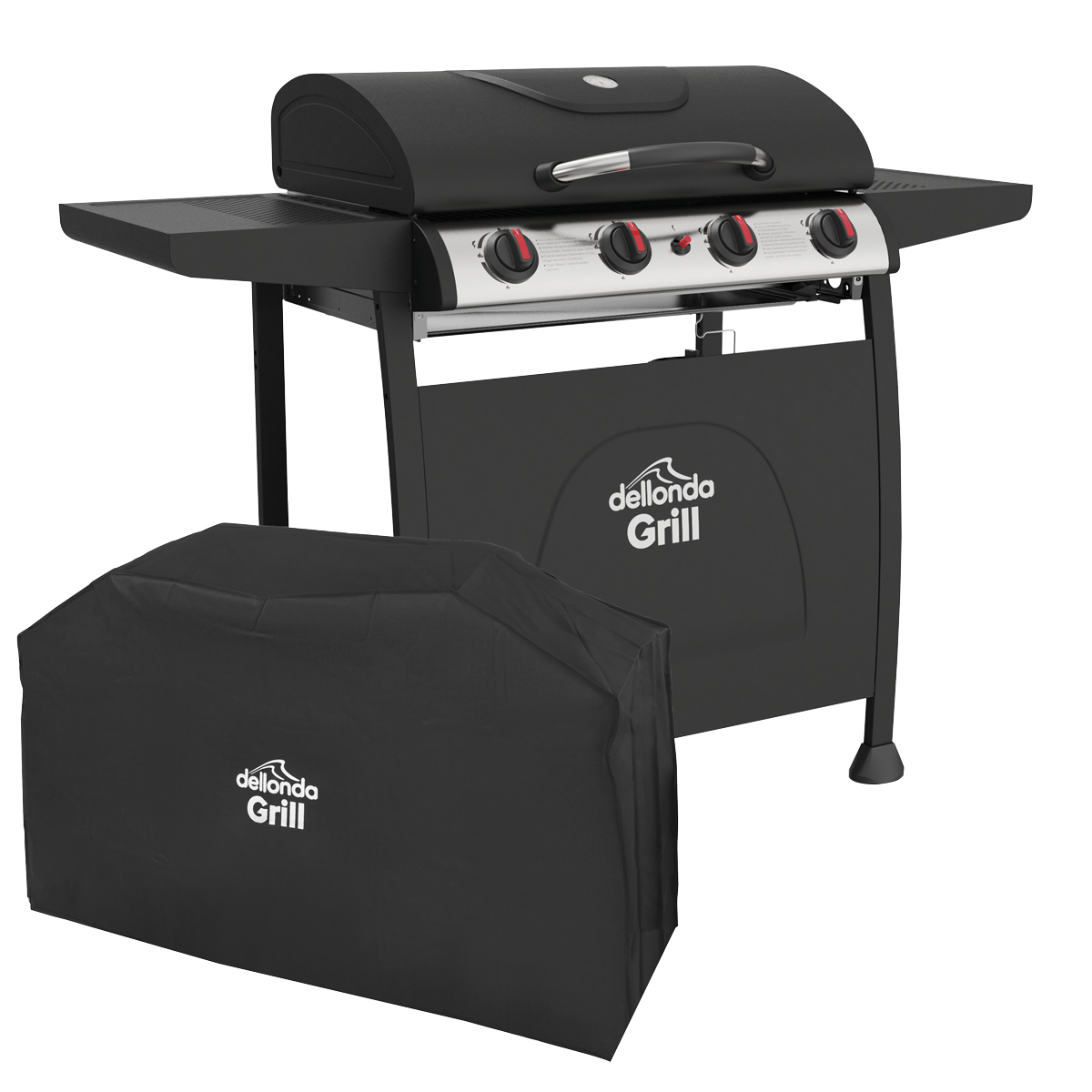 Dellonda DG229 Dellonda 4 Burner Gas BBQ Grill with Piezo Ignition, Thermometer & Cover