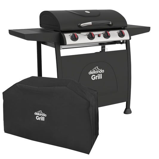 Dellonda DG229 Dellonda 4 Burner Gas BBQ Grill with Piezo Ignition, Thermometer & Cover