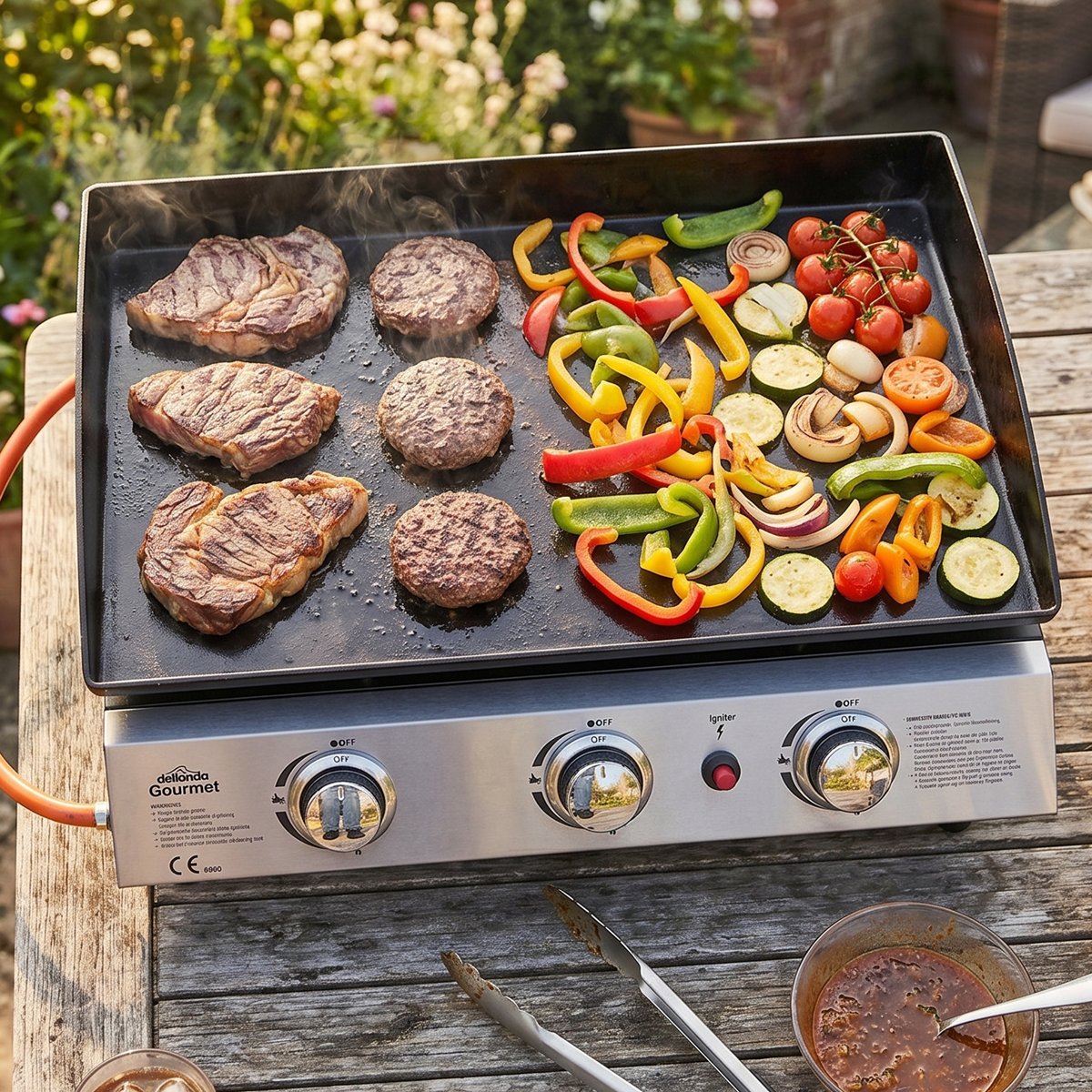 Dellonda DG22 Dellonda 3 Burner Portable Gas Plancha