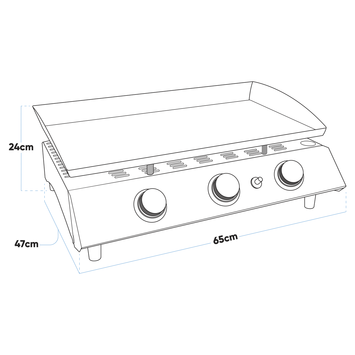 Dellonda DG22 Dellonda 3 Burner Portable Gas Plancha