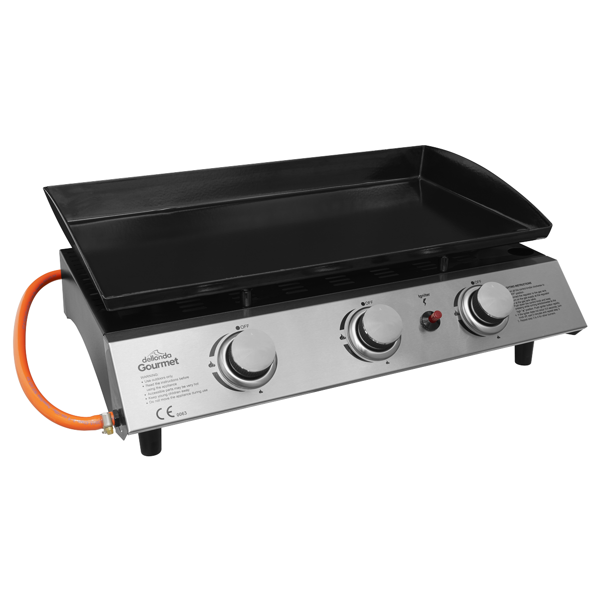 Dellonda DG22 Dellonda 3 Burner Portable Gas Plancha