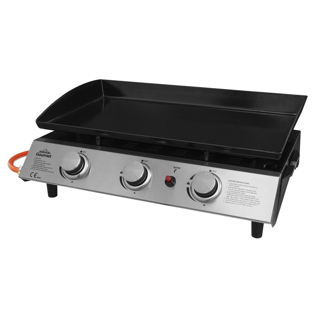 Dellonda DG22 Dellonda 3 Burner Portable Gas Plancha
