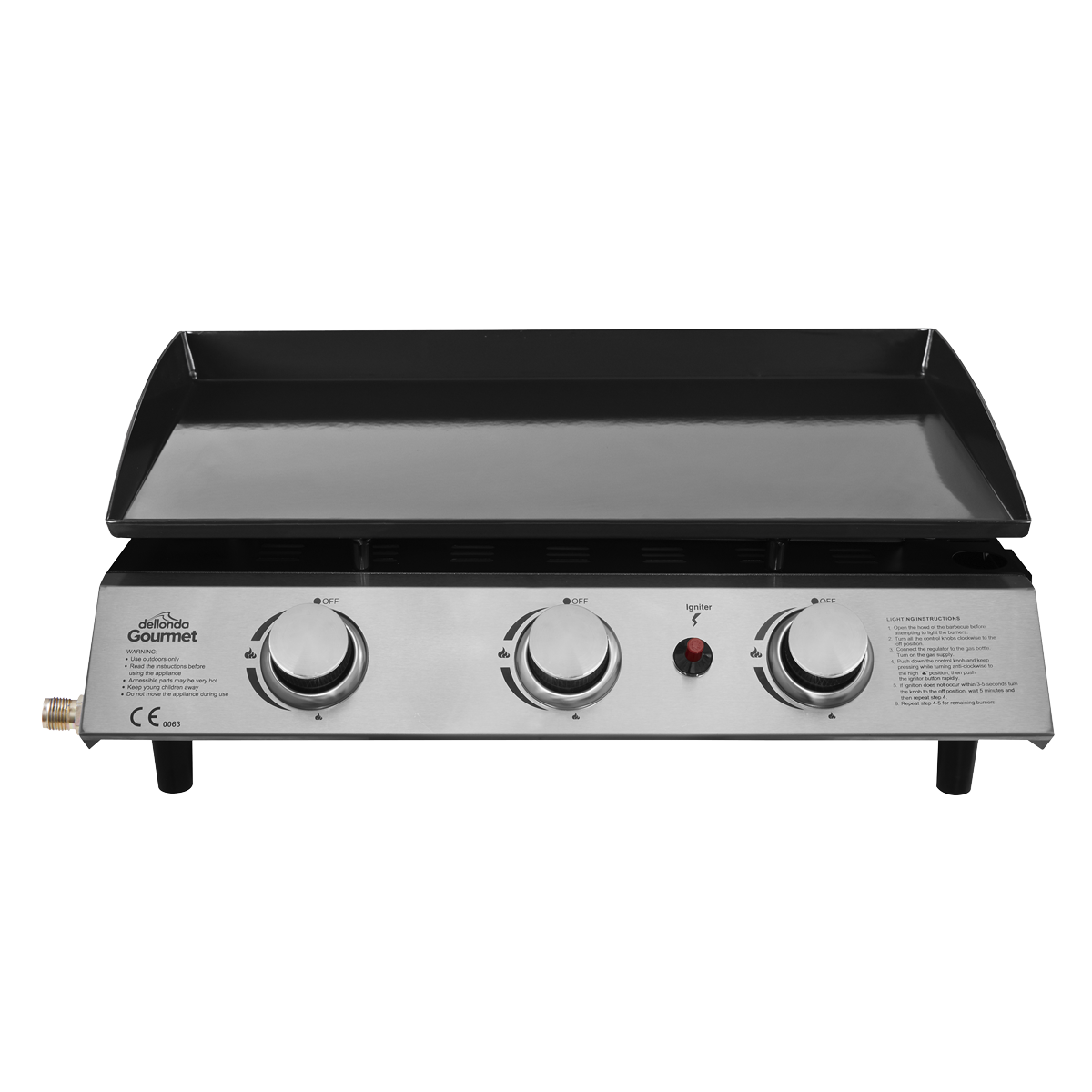 Dellonda DG22 Dellonda 3 Burner Portable Gas Plancha