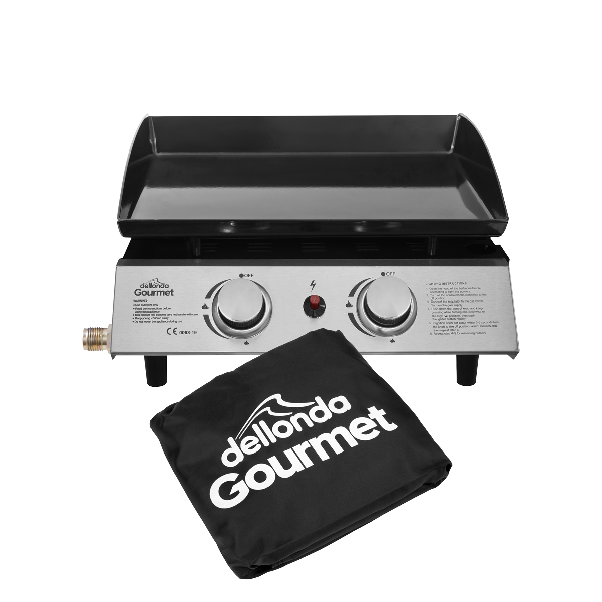 Dellonda DG232 Dellonda 2 Burner Portable Gas Plancha & Cover