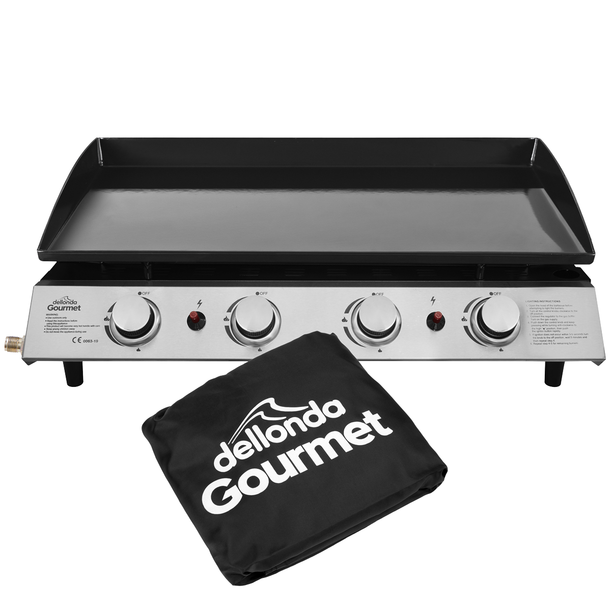 Dellonda DG234 Dellonda 4 Burner Portable Gas Plancha & Cover