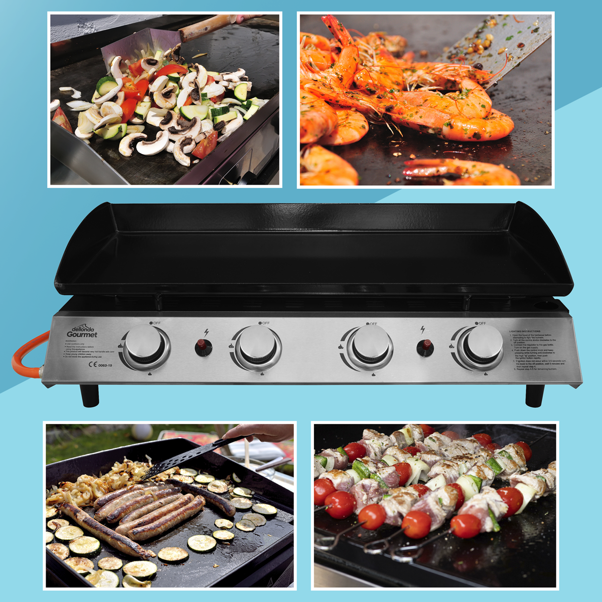 Dellonda DG23 Dellonda 4 Burner Portable Gas Plancha