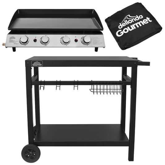 Dellonda DG251 Dellonda 4 Burner Portable Gas Plancha, Cover & Trolley