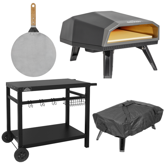 Dellonda DG262 Dellonda Gas Pizza Oven with Water-Resistant Cover/Carry Bag, 12" Pizza Peel & Plancha Trolley
