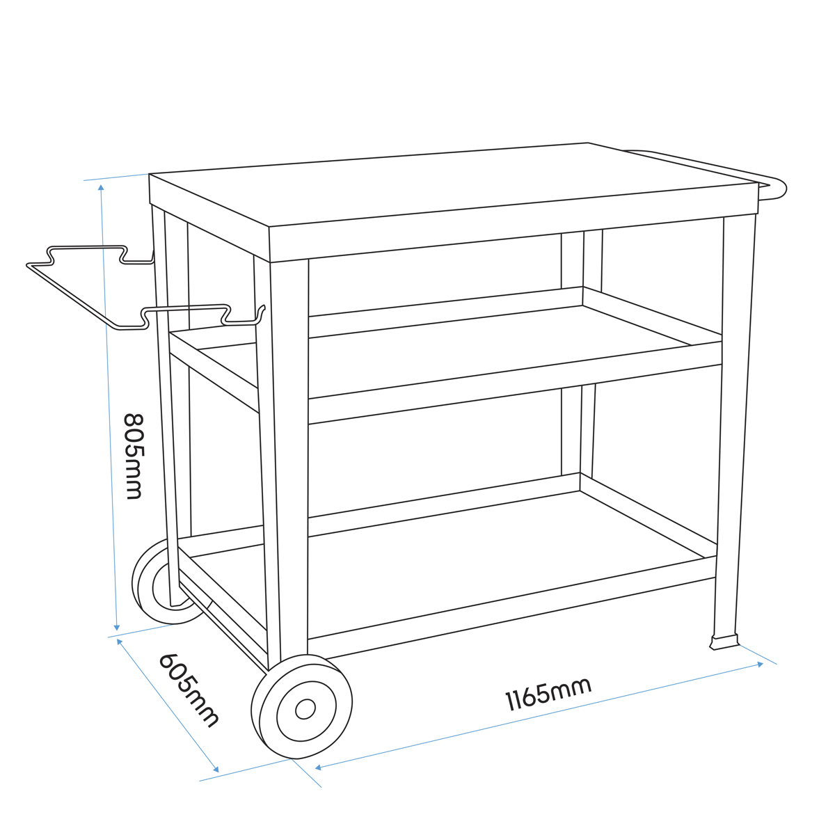 Dellonda DG263 Dellonda Plancha Trolley with Utensil Holder - Stainless Steel Top