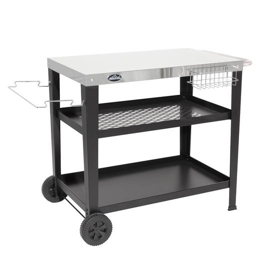Dellonda DG263 Dellonda Plancha Trolley with Utensil Holder - Stainless Steel Top