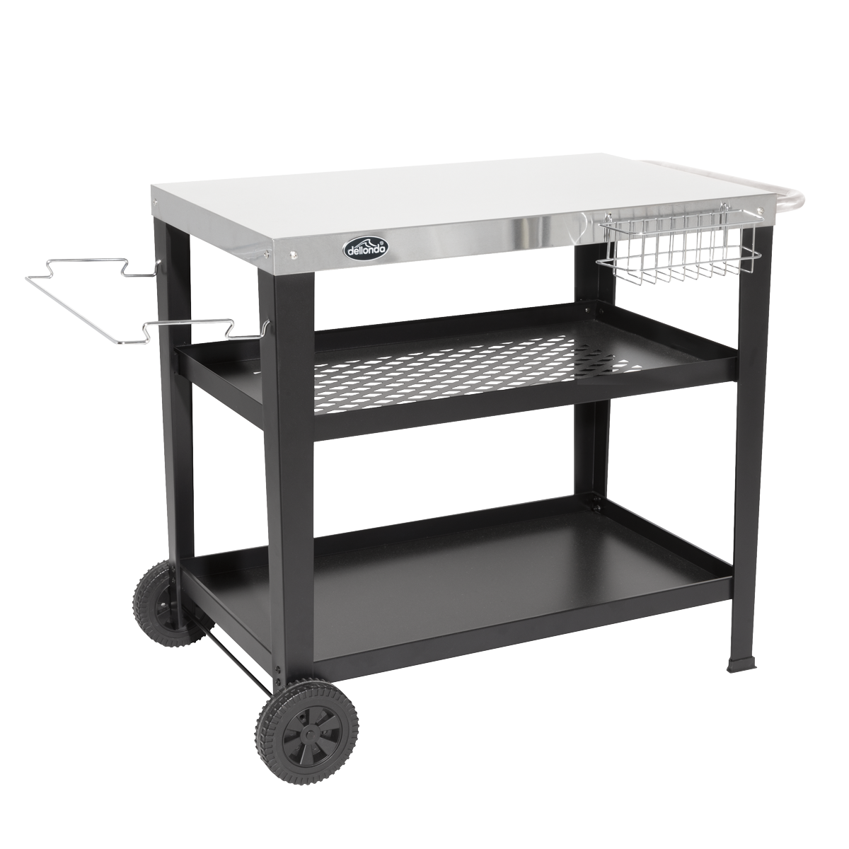 Dellonda DG263 Dellonda Plancha Trolley with Utensil Holder - Stainless Steel Top