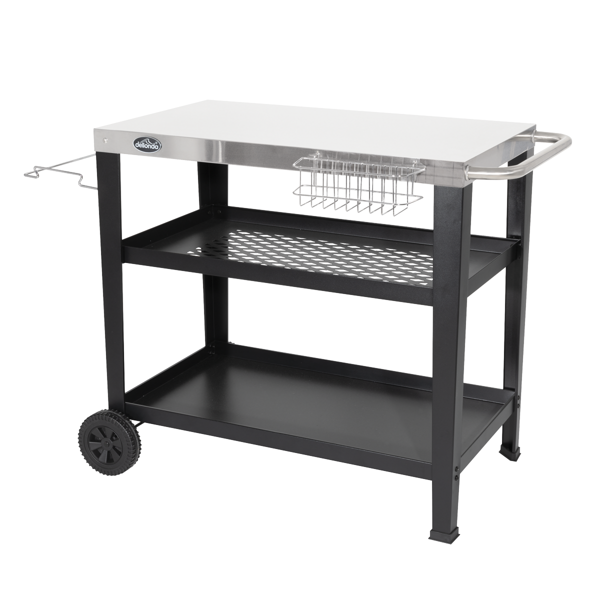 Dellonda DG263 Dellonda Plancha Trolley with Utensil Holder - Stainless Steel Top