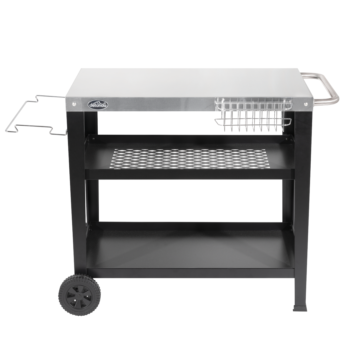 Dellonda DG263 Dellonda Plancha Trolley with Utensil Holder - Stainless Steel Top