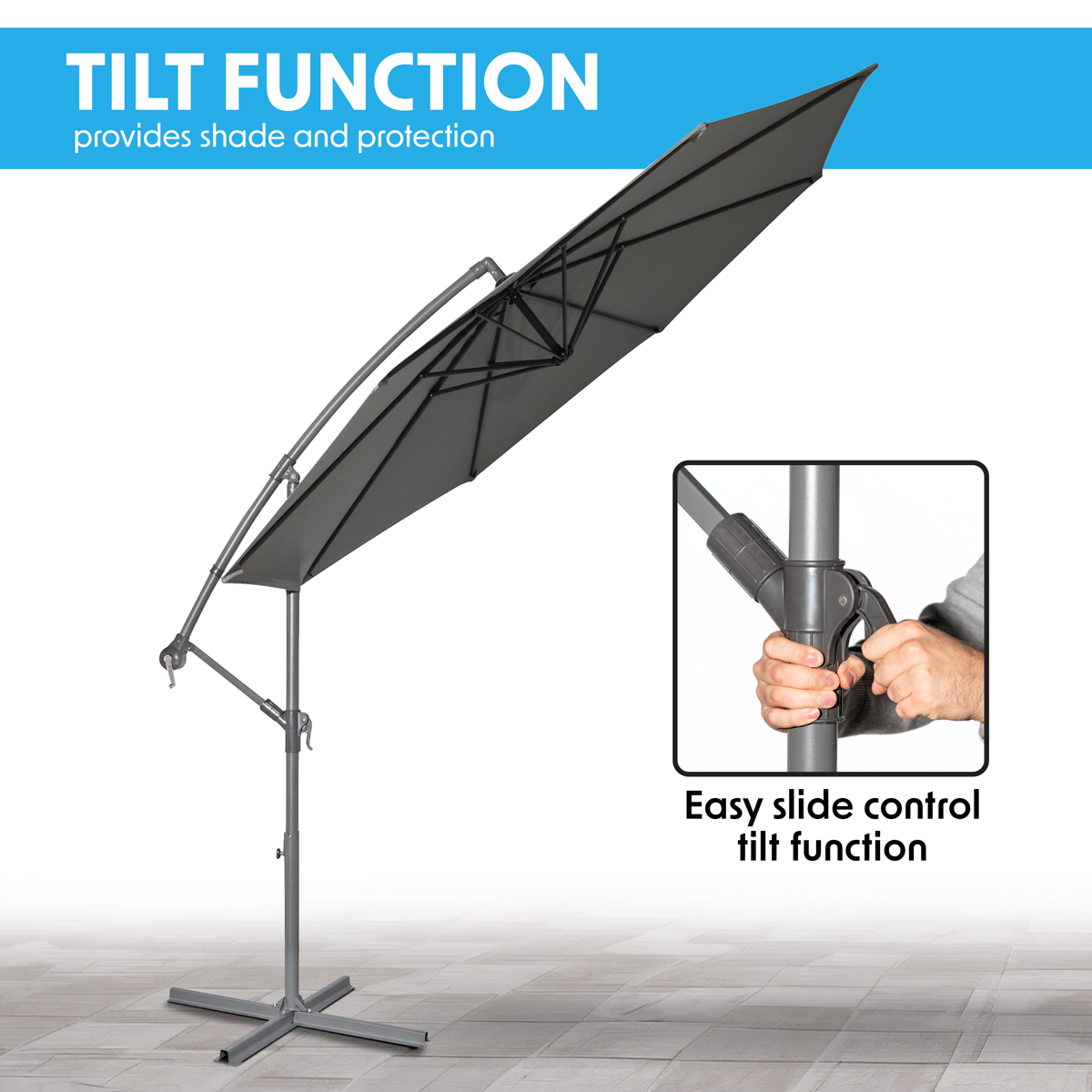 Dellonda DG264 Dellonda Banana Parasol with Cover 3m - Grey