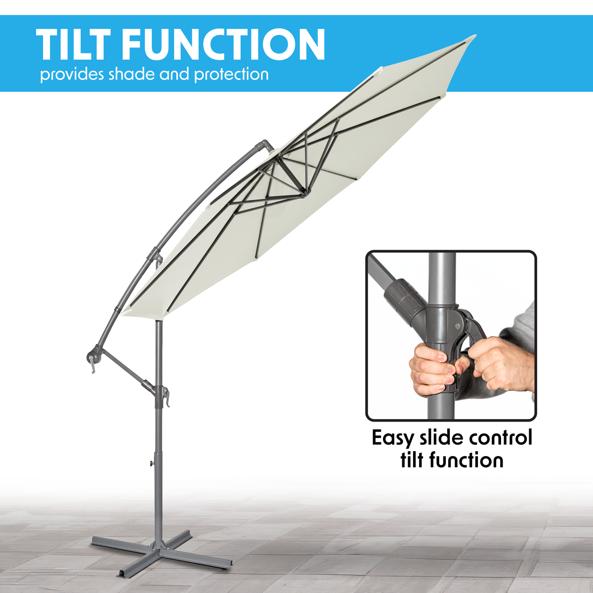Dellonda DG265 Dellonda Banana Parasol with Cover 3m - Cream