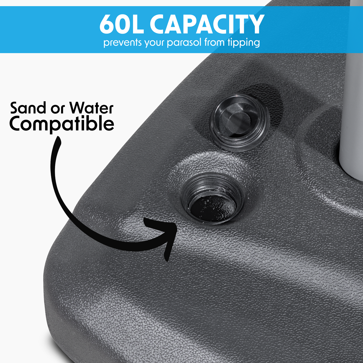 Dellonda DG266 Dellonda Fillable Parasol Base with Wheels, Water/Sand Fill 60L