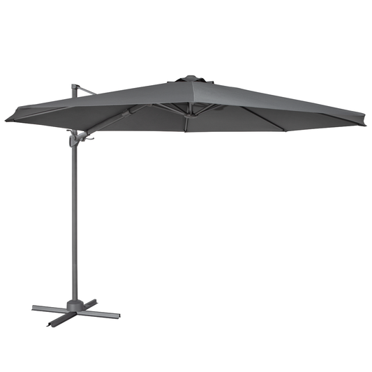 Dellonda DG267 Dellonda Cantilever Parasol with 360° Rotation, Tilt & Cover 3m - Grey
