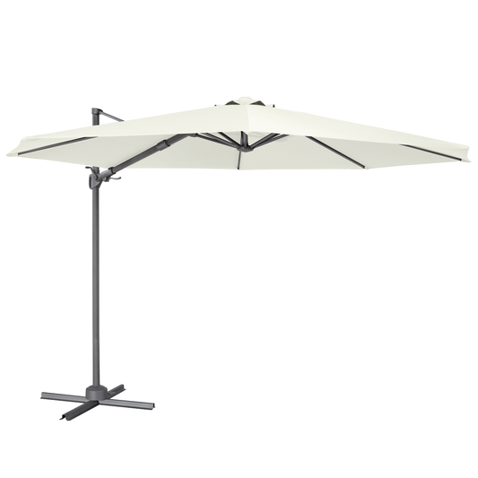 Dellonda DG268 Dellonda Cantilever Parasol with 360° Rotation, Tilt & Cover 3m - Cream