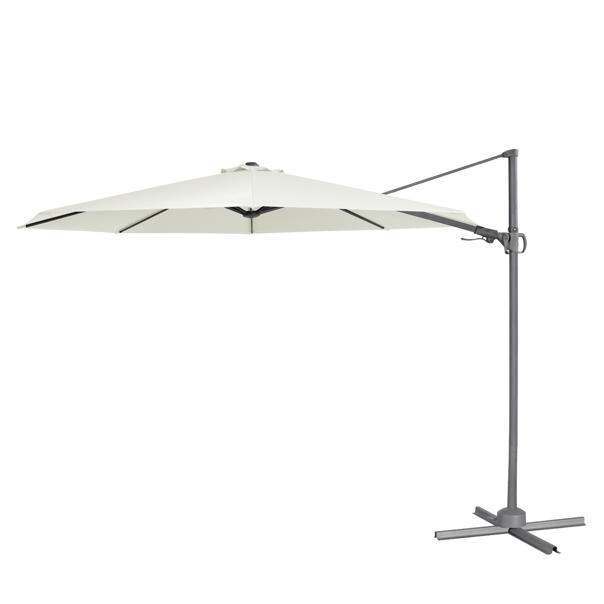 Dellonda DG268 Dellonda Cantilever Parasol with 360° Rotation, Tilt & Cover 3m - Cream